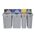 Indoor Waste Receptacles | Rubbermaid Commercial 2185052 Slim Jim Recycling Station Kit 1-Stream Bottles and Cans 23 gal Plastic Yellow/Gray image number 4