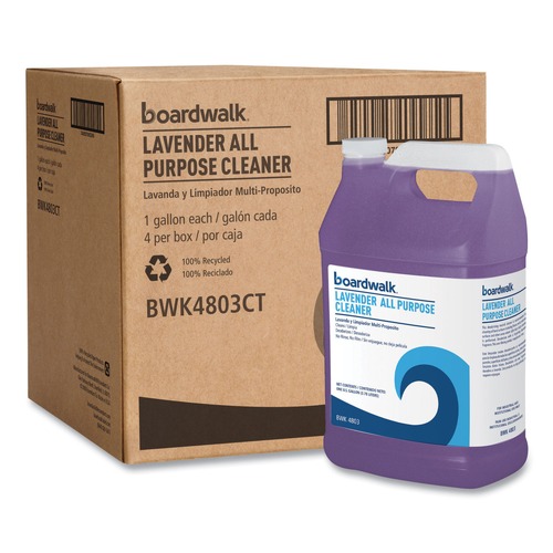 All Purpose Cleaners & Degreasers | Boardwalk 053000-41ESSN 128 oz. Bottle All Purpose Cleaner - Lavender Scent (4/Carton) image number 0
