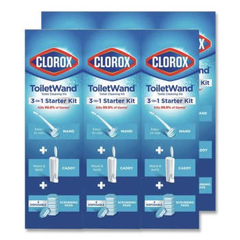 Clorox 03191 ToiletWand Disposable Toilet Cleaning System with Handle/Caddy/Refills - White (6/Carton)