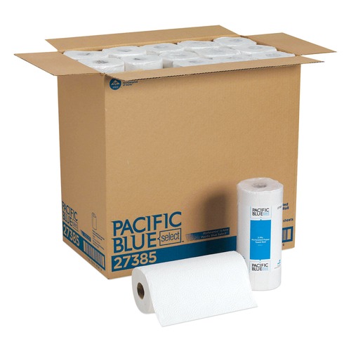 Perforated Roll & Hand Towels | Georgia Pacific Professional 27385 11 in. x 8.8 in. 2-Ply Pacific Blue Select Perforated Kitchen Paper Towel Roll  - White (30 Rolls/Carton) image number 0
