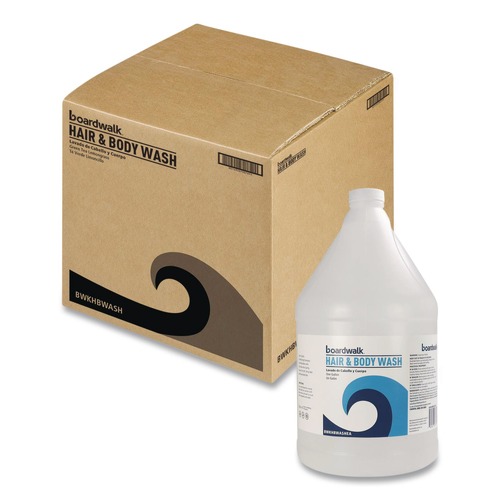 Shampoos, Conditioners, & Body Washes | Boardwalk HBWASH 1 Gallon Bottle Hair and Body Wash - Green Tea Lemongrass (4/Carton) image number 0