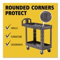 Carts | Rubbermaid Commercial FG450088BLA 17.13 in. x 38.5 in. x 38.88 in. 500 lbs. Capacity 2 Lipped Shelves Heavy-Duty Plastic Utility Cart - Black image number 8