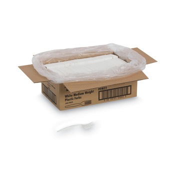 Dixie PFM21 Mediumweight Plastic Cutlery Forks - White (1000/Carton)
