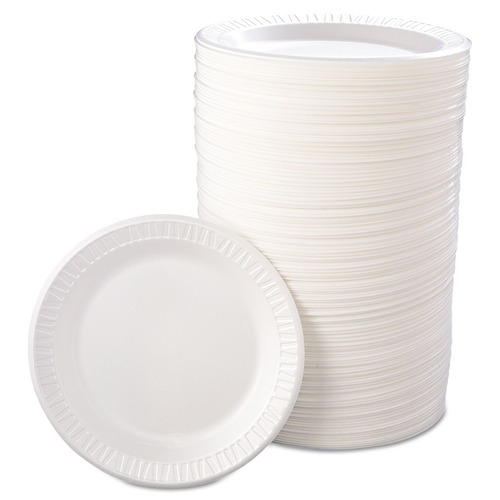 Plates | Dart 9PWQR 9 in. Quiet Classic Laminated Foam Dinnerware Plate - White (500/Carton) image number 0