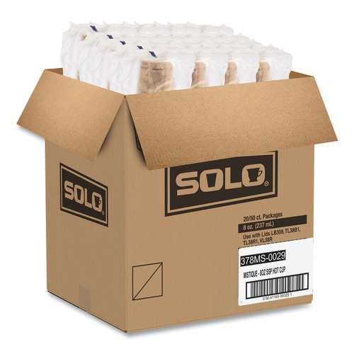 Cups | SOLO 378MS-0029 8 oz. Printed Mistique Polycoated Hot Paper Cup - Brown (1000/Carton) image number 0