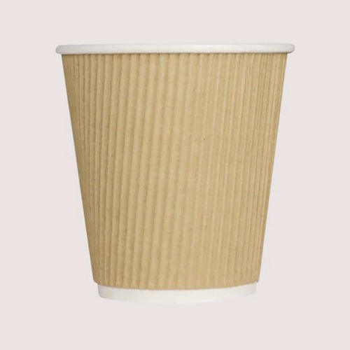 Cups | Karat C-KRC510 10 oz Ripple Hot Cups - Kraft/White (500/Carton) image number 0