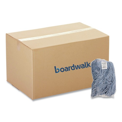 Mop Heads | Boardwalk BWK2020B #20 Cut-End Cotton/Synthetic Fiber Standard Mop Head - Blue (12/Carton) image number 0