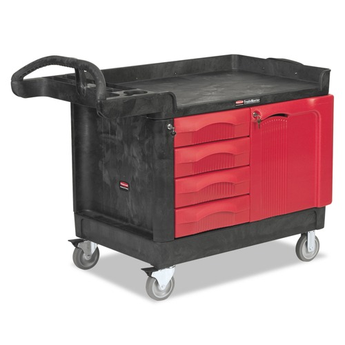 Carts | Rubbermaid Commercial FG453388BLA TradeMaster 750 lbs. Capacity 26.25 in. x 49 in. x 38 in. 1-Shelf Cart - Black image number 0