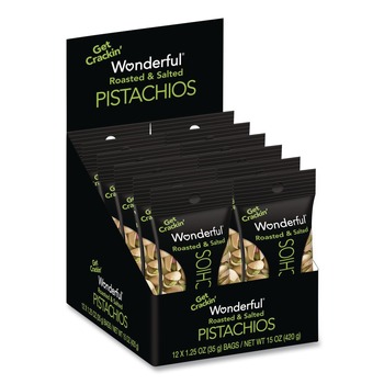 SNACKS | Paramount Farms 072142A25XA 1.5 oz Wonderful Pistachios In-Shell - Roasted and Salted (12/Box)