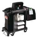 Perforated Roll & Hand Towels | Suncast Commercial HKCCH200 23.25 in. x 53.22 in. x 53.06 in. 1 Shelf Plastic Compact Premium Housekeeping Cart - Black image number 2