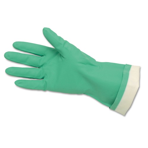 Gloves & Glove Accessories | MCR Safety 5319E Flock-Lined Nitrile Gloves - One Size Green (1-Dozen) image number 0