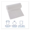 High-Density Trash Bags | Boardwalk Z6036LN GR1 High Density 30-Gallon 8 microns Can Liners - Natural (25 Bags/Roll, 20 Rolls/Carton) image number 8