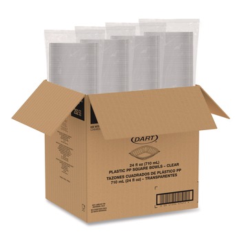 Dart C24SB 5 in. x 5 in. x 1.99 in. 24 oz. Plastic Bowls - Square Clear (252/Carton)