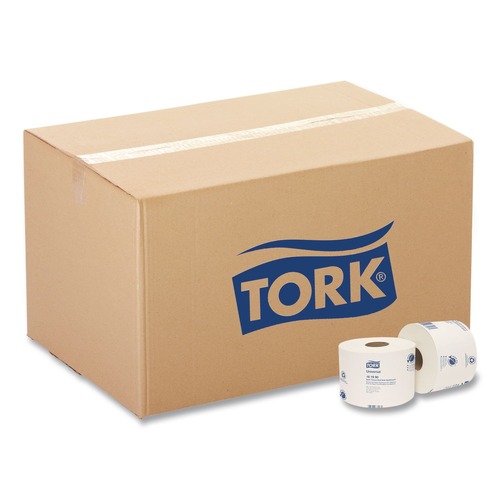 Perforated Roll & Hand Towels | Tork 161990 2-Ply Septic Safe Universal Bath Tissue Roll with OptiCore - White (36/Carton) image number 0