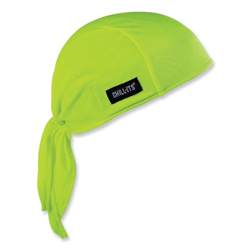 Head & Face Protection | Ergodyne 12476 Chill-Its 6615 One Size Fits Most High-Performance Bandana Doo Rag with Terry Cloth Sweatband - Lime image number 0