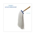 Mop Heads | Boardwalk BWK724REA 24 oz. Cut-End Lie-Flat Rayon Wet Mop Head - White image number 3