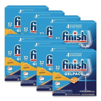 FINISH 51700-81053 Box of 32 Dish Detergent Gelpacs - Orange Scent (8/Carton)