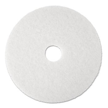 3M 4100-13 4100 13 in. Diameter Low-Speed Super Polishing Floor Pads - White (5/Carton)