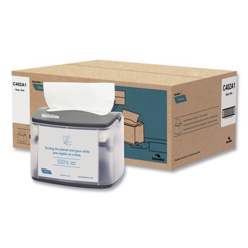 NAPKIN DISPENSERS | Cascades PRO C402 6.1 in. x 8.16 in. x 6.3 in. Tandem Tabletop Napkin Dispenser - Gray (4/Carton)