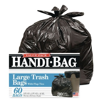 PRODUCTS | Handi-Bag 1516910 30 in. x 33 in. .65 mil 30 Gallon Super Value Pack Trash Bags - Black (60/Box)