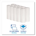 Low-Density Trash Bags | Boardwalk H4823LWKR01 10 Gallon 0.4 mil 24 in. x 23 in. Perforated Roll Low-Density Waste Can Liners - White (25 Bags/Roll, 20 Rolls/Carton) image number 3