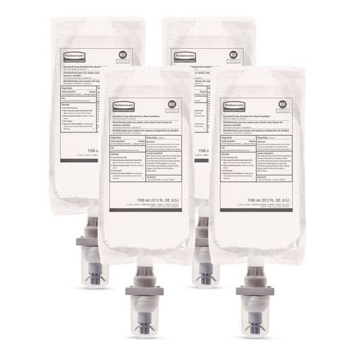Soap Refills | Rubbermaid Commercial 2147027 1,100 milliliter Auto Foam Refill Antibacterial Hand Soap - Fragrance Free (4/Carton) image number 0