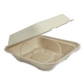 Food Containers & Lids | World Centric TO-SC-U9-LFP 9.2 in. x 9.1 in. x 3.2 in. Paper Fiber Hinged Containers - Natural (300/Carton) image number 0