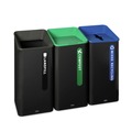 Indoor Waste Receptacles | Rubbermaid Commercial 2078992 Sustain 23 gal Metal/Plastic Decorative Refuse with Recycling Lid - Black/Green image number 3