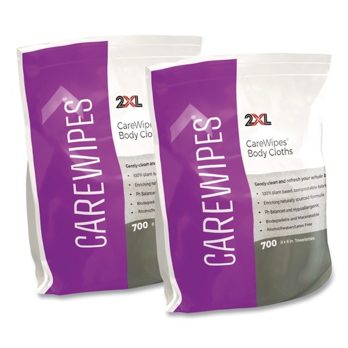 Hand Sanitizing Wipes | 2XL 2XL436 6 in. x 8 in. 1-Ply Performance Body Cloths - Unscented/White (1400/Carton) image number 0