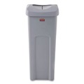Indoor Waste Receptacles | Rubbermaid Commercial 2143862 Universal Square Trash Can with Swing Lid 23 gal Plastic Gray image number 0