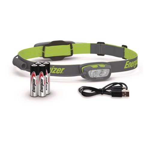 Office Flashlights | Energizer ENY38A42P Rechargeable Lithium-Ion Pro Series Multi-Color Hybrid Headlamp with 4 AAA Batteries - Gray/Green image number 0