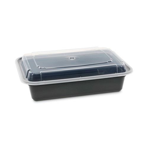 Food Containers & Lids | Pactiv Corp. NC888B Newspring VERSAtainer 8.8 x 6 x 2.5 38 oz Plastic Microwavable Containers - Black/Clear (150/Carton) image number 0