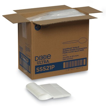 Dixie SSS21P SmartStock Series-B 5.5 in. Mediumweight Plastic Cutlery Teaspoons Refill - White (40/Pack, 24 Packs/Carton)
