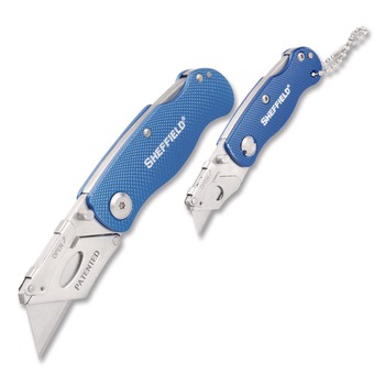 KNIVES AND MULTI PURPOSE TOOLS | GreatNeck 12117 1 Standard 1 Mini Blade Folding Lock Back Utility Knife Set - Blue
