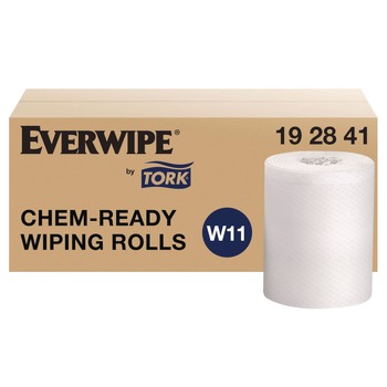 Tork 192841 1-Ply 12 x 12 Chem-Ready Wiping Rolls - White (6/Carton)