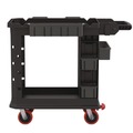 Carts | Suncast Commercial PUCHD1937 19.5 in. x 41.78 in. x 34.81 in. 500 lbs. Capacity 2 Shelves 6 Bins Plastic Heavy Duty Plus Utility Cart - Black image number 1