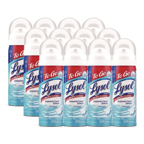 Disinfecting & Cleaning Solutions | LYSOL Brand 19200-99923 1.5 oz Aerosol To Go Disinfectant Spray - Crisp Linen Scent (12/Carton) image number 0