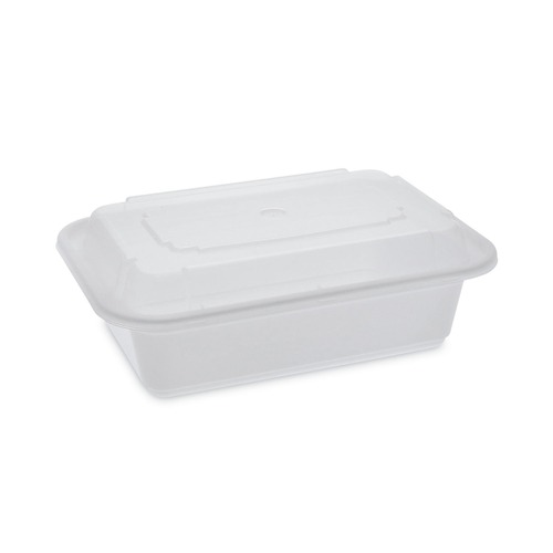 Food Containers & Lids | Pactiv Corp. NC838 Newspring VERSAtainer 5 x 7.25 x 2.63 24 oz Plastic Microwavable Containers - White/Clear (150/Carton) image number 0