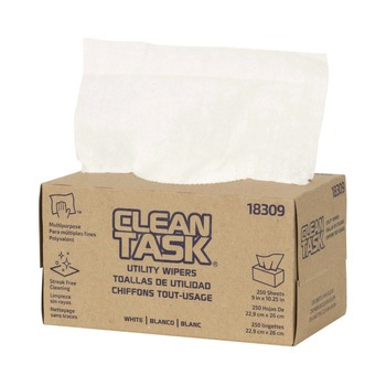 Sellars 18309 1-Ply 9 x 10.25 Clean Task Utility Wipers - White (24/Carton)