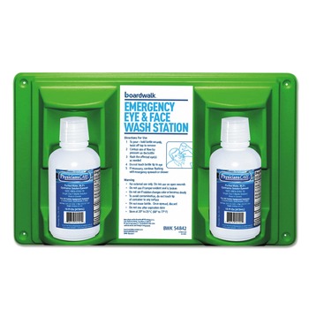 EYE CARE AND PROTECTION | Boardwalk 54842 Emergency Eyewash Station with 16 oz. Bottles (6/Kit)