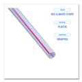 Straws/Stems/Sticks | Boardwalk BWKJSTW775S24 7.75 in. Wrapped Jumbo Plastic Straws - White/Red Stripe (400/Pack, 25 Packs/Carton) image number 5