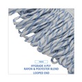 Mop Heads | Boardwalk BWK542CT Narrow Floor Finish Rayon/Polyester Mop Head - Medium, White/Blue (12/Carton) image number 6