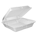 Food Containers & Lids | Dart 90HTPF1VR 9 in. x 9.4 in. x 3 in. Foam Hinged Vented Lid Container - White (200/Carton) image number 1