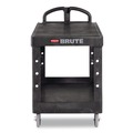 Carts | Rubbermaid Commercial FG454500BLA 25.25 in. x 54 in. x 36 in. 500 lbs. Capacity 2 Flat Shelves Heavy-Duty Plastic Utility Cart - Black image number 2