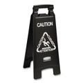 Signs & Sign Holders | Rubbermaid Commercial 1867505 Executive 2-Sided 10-9/10 in. x 26-1/10 in. Multi-Lingual Caution Sign - Black/White image number 2