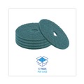 Floor Pads-Stripping | Boardwalk BWK4017GRE 17 in. Diameter Heavy-Duty Scrubbing Floor Pads - Green (5/Carton) image number 4