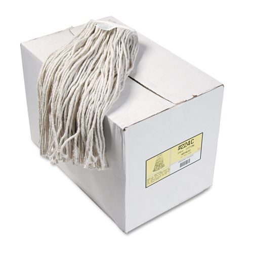Mop Heads | Boardwalk BWK224CCT 24 oz. Cotton Premium Cut-End Wet Mop Heads - White (12/Carton) image number 0