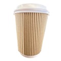 Cups | Karat C-KRC508 8 oz Ripple Hot Cups - Kraft/White (500/Carton) image number 0