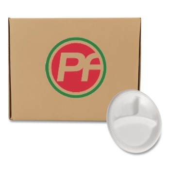 PLATES | Plastifar 12201 9 in. Diameter 3-Compartment Plate Foam Dinnerware - White (500/Pack)