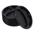 Plates | Boardwalk BWKPLTHIPS10BL3 10 in. Diameter 3-Compartment Hi-Impact Plastic Dinner Plates - Black (500/Carton) image number 7
